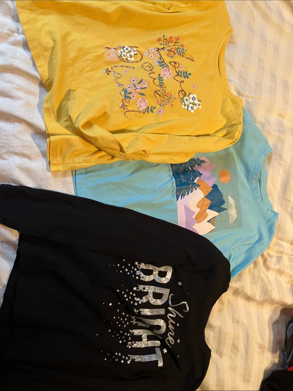 Kids Long-Sleeve Pajama Tops - Pink, Blue, Yellow, Black